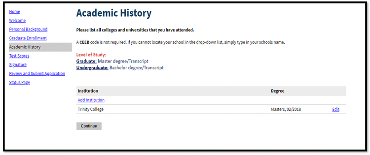 Step 6: Upload your Acdamic Histoty