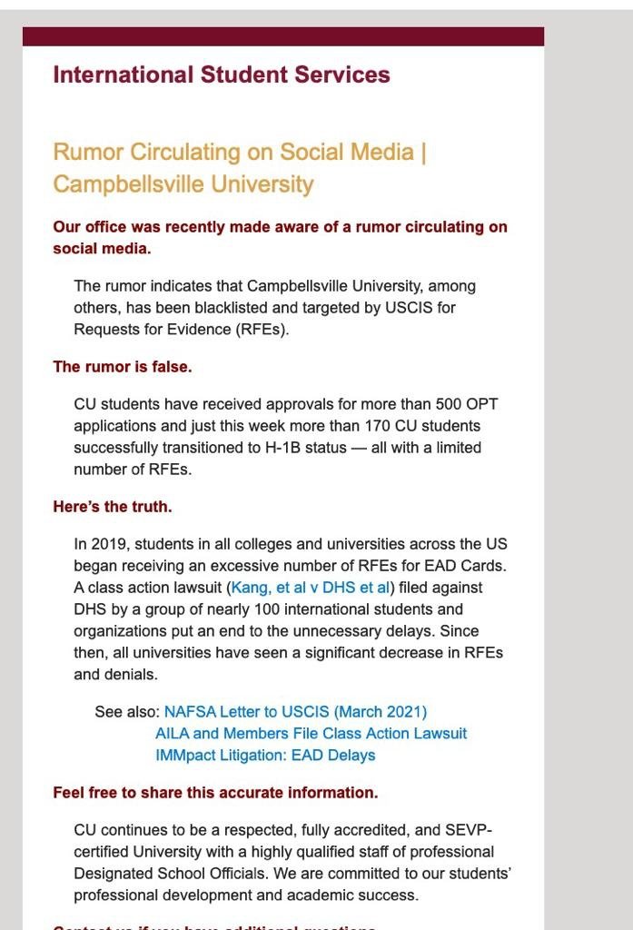 Campesville University's respond to the rumor