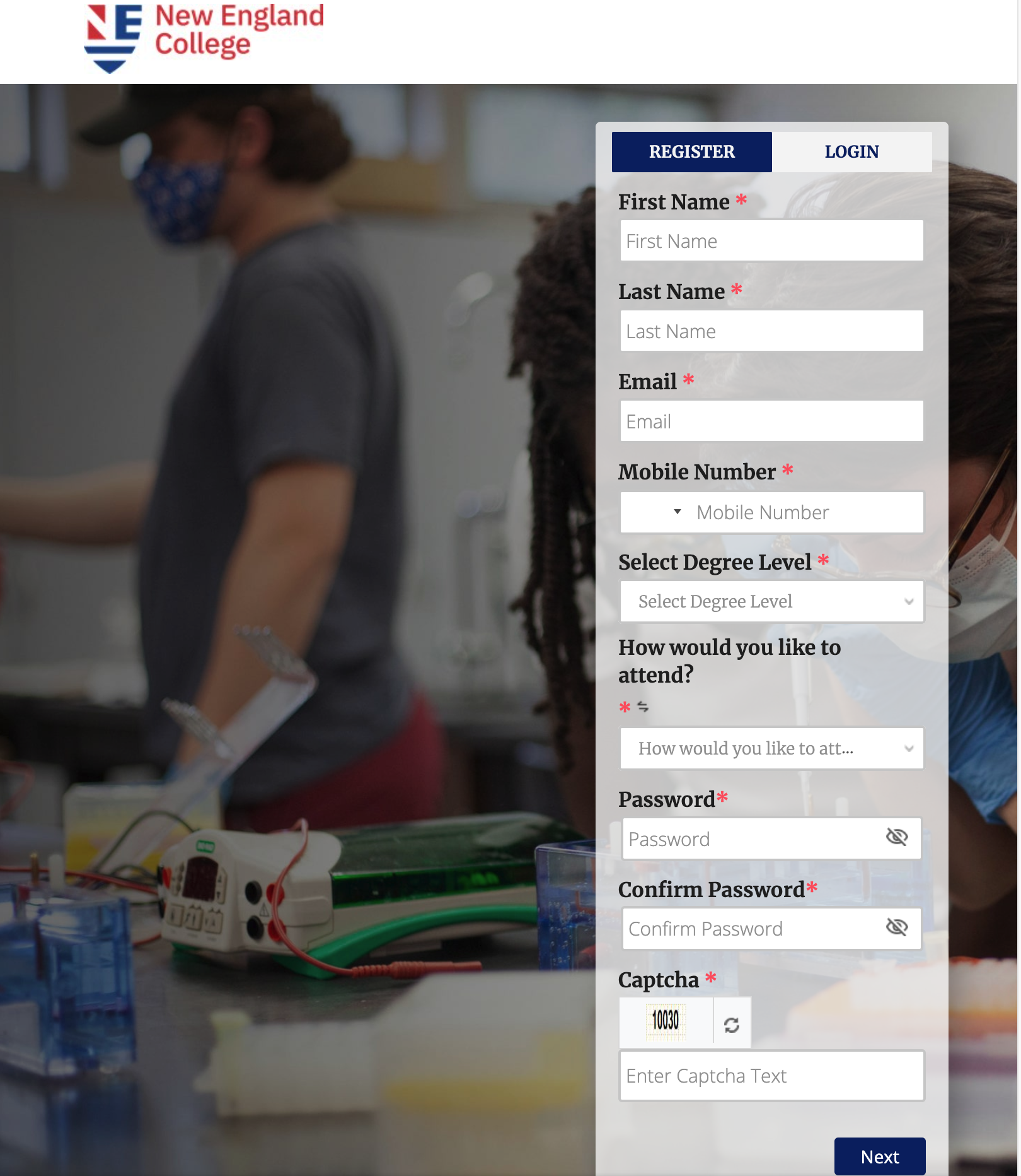 Application Website Entrance