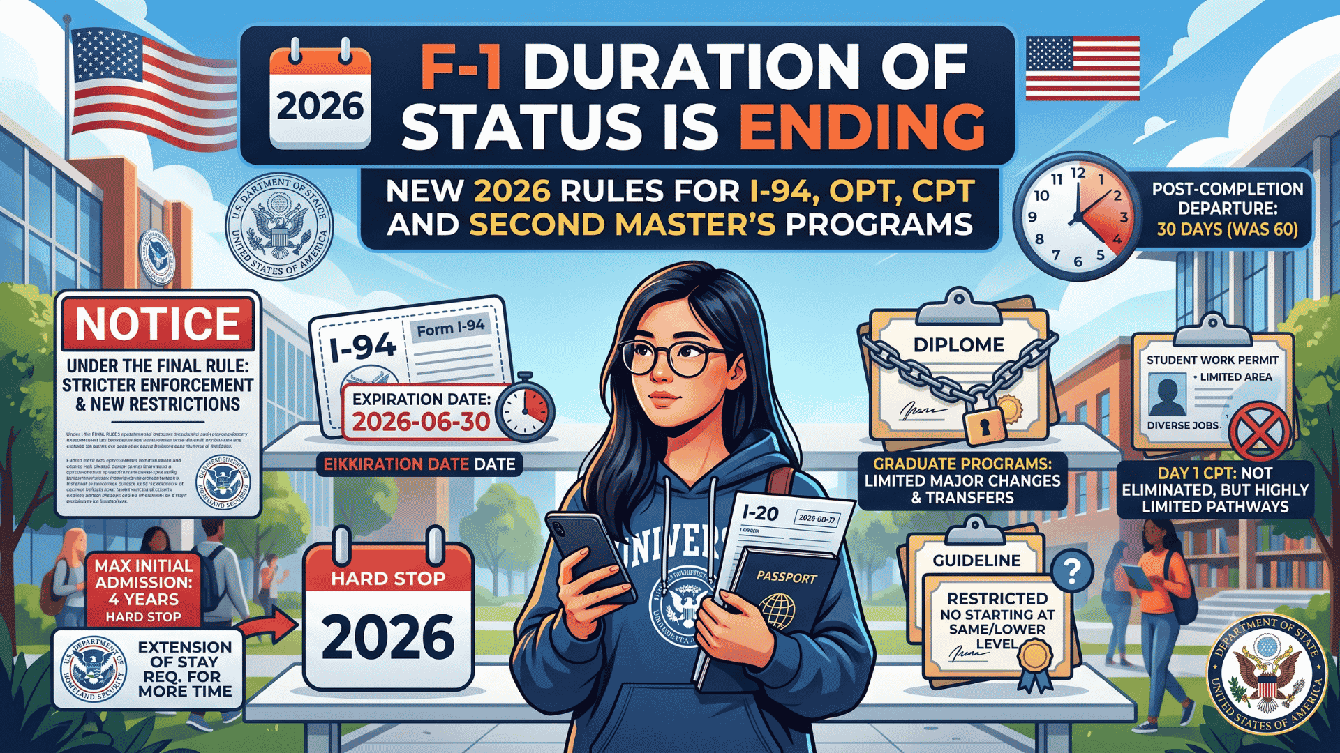F-1 Duration of Status Is Ending: New Rules for I-94, OPT and Second Master’s Programs